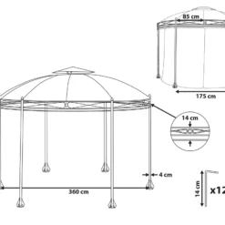 Cenador De Metal Gris Grafito/negro 360 Cm SAFARA -Tienda Barata Lounge Sol ad98b17eb68e8a5509f2694312b2b4f3fede3d6c 30a243f8fb1145a3a7e811e70290436a