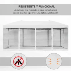Outsunny Carpa 6x3m Plegable Gazebo Para Jardín Cenador Con 6 Cortinas Mosquitera Y Cremallera Bolsa Transporte Montaje Fácil Acero Tela Oxford Blanco -Tienda Barata Lounge Sol adb059da849babf94e3bee31c929a626858480dd 68380807d3994db992d71a01646f18d7