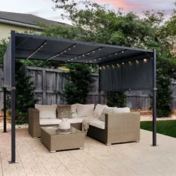 Cenador LED De Metal/poliester Gris Oscuro/negro 310 Cm PARGA