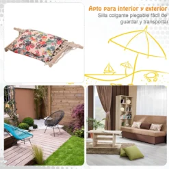 Outsunny Silla Colgante Estampado Floral Hamaca Con Cojín Reposacabezas Para Interior Exterior 100x106 Cm Carga Máx. 100 Kg 20 Outsunny Silla Colgante Estampado Floral Hamaca Con Cojín Reposacabezas Para Interior Exterior 100x106 Cm Carga Máx. 100 Kg -Tienda Barata Lounge Sol ae3346264404de68a72522754dc37a765e9ef8ed b62ef0bb25f74adb86cc9435c81385dd