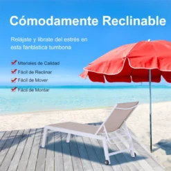 Outsunny Tumbona Multiposiciones De Jardín Con Respaldo Reclinable En 5 Posiciones De Aluminio Y Texteline Carga 160 Kg Para Patio Terraza 202x65x43 Cm Beige -Tienda Barata Lounge Sol af202873ee5322fc6d49751a15219633c8b778cb 20207f4bb2db4bef8e11fe28df79b90e