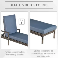 Outsunny Conjunto De 2 Tumbonas De Ratán De Jardín Con Cojines Acolchados Respaldo Ajustable En 5 Posiciones 2 Ruedas Y Tela Extraíble Lavable 67x196x51 Cm Gris -Tienda Barata Lounge Sol b0577b77b2ec7e98669ec3b28aaf8d8a582b9ba1 224ccab0e34f45b49ab48d828df6ec5e