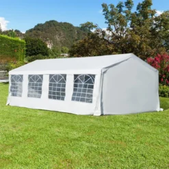 Outsunny Carpa De Jardín Cochera Gazebo 8x4m Pergola Cenador Pabellón 4 Paneles Laterales 8 Ventanas Para Fiesta Eventos Bodas Acero PE Blanco -Tienda Barata Lounge Sol b37469cbb1c32ca0cec0c804a9864c84d743b6ec 7a08f7cbc6364797af3633c680232811