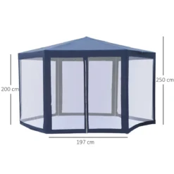 Outsunny Carpa Gazebo Tipo Cenador Hexagonal Con Mosquitera Para Jardín Y Terraza Ø1,97 M Material De Poliéster Repelente Al Agua (Azul) -Tienda Barata Lounge Sol b3ccbb7e248ca74baf85076147b89b8df1686367 75630b947bb4408e98b349a559c40d20