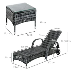 Outsunny Set De 2 Tumbonas Chaise Longue + 1 Mesa De Ratan Para Jardín O Terraza Sillas Con Cojín Y Respaldo Ajustable A 5 Niveles (Gris) -Tienda Barata Lounge Sol b49720022c2ef1fb6653f0c99a86e369d948cb22 ba479c2436174901890ee314f05fc5f2