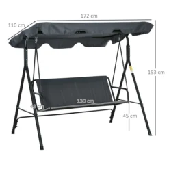 Outsunny Columpio Balancín De Jardín Exterior De 3 Plazas Con Cojín Techo Ajustable Y Marco De Acero Para Balcón Terraza Patio Carga Máx. 200 Kg 172x110x153 Cm Gris -Tienda Barata Lounge Sol b5f360a13464b564d31fd961bcfb1266b08bffb6 2006653954e44b239b56868b3978bbd2