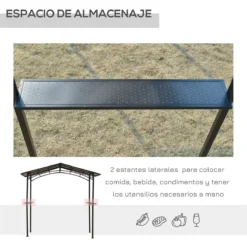 Outsunny Pérgola De Barbacoa 246x149x230 Cm De Aluminio Gazebo Cenador Con 2 Estantes Para Jardín Patio Terraza Fiestas Protección Solar Negro -Tienda Barata Lounge Sol b604c53f22699c080fc1a023d12c83b495eec6d9 3161931ce235406bb3c8720bb36a5eb8