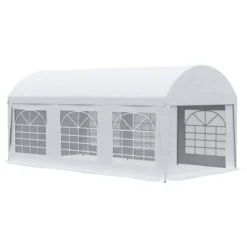 Outsunny Carpa De Jardín 6x3 M Carpa Para Fiestas Cenador Con Paredes Laterales Extraíbles Puerta Con Cremalleras Y 6 Ventanas Protección UV Para Exterior Eventos Bodas Blanco