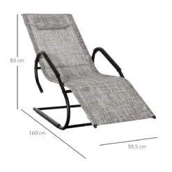 Outsunny Tumbona De Jardín Ergonómica Con Reposacabezas Reposapiés Y Reposabrazos Mecedora Tapizado En Tela Texteline Transpirable Para Terraza Patio 160x59,5x83 Cm Gris -Tienda Barata Lounge Sol b840adada158275a8b0b34082c35d00a4bdc588f 5d2e504733ce43dfa1fc4005aa89c942