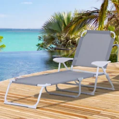 Outsunny Tumbona Reclinable Y Plegable De Jardín Con Respaldo Ajustable En 4 Posiciones Marco De Metal Texteline Transpirable 160x66x80 Cm Gris -Tienda Barata Lounge Sol b874801f08259c761abc1aa9131544939eaf17c1 9a7d70a7670b4a0eb9abfcdefbf8390e