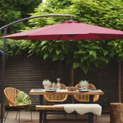 Sombrilla Voladiza De Poliéster Rojo/borgoña 300 Cm RAVENNA