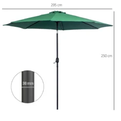 Outsunny Sombrilla De Jardín Ø295x250 Cm Con Manivela Parasol Exterior Con Mecanismo De Inclinación Y Poste Desmontable De Metal Para Terraza Piscina Patio Verde -Tienda Barata Lounge Sol ba91a51755c7d97963c362cdbc196b2ccc500eb8 383491428bab43afb713d56ac7940eee