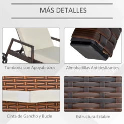 Outsunny Conjunto De 2 Tumbonas De Ratán De Jardín Con Cojines Acolchados Respaldo Ajustable En 5 Posiciones 2 Ruedas Y Tela Extraíble Lavable 67x196x51 Cm Crema -Tienda Barata Lounge Sol bb1726e1162a126728e2c0d9ff239c49f9231c9b 268ab1e9c51e45ad9855237503eee640