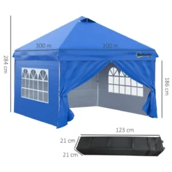 Outsunny Carpa Plegable 3x3 M Con Altura Ajustable De 3 Niveles Cenador De Jardín Con 4 Paredes Extraíbles 2 Ventanas 4 Sacos De Arena Y Bolsa De Transporte Para Camping Azul -Tienda Barata Lounge Sol bb422ea6c8b166decdd80879c9558514fb2b3c2e 3b38ca2bcc234fcb81b730463791dc79