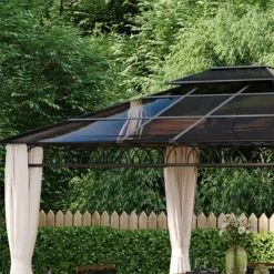 Outsunny Cenador De Jardín 3,6x3 M Gazebo De Exterior Con Techo Doble De Policarbonato 4 Cortinas Mosquiteras Laterales Con Cremallera Y Marco De Aluminio Para Patio Fiestas Terraza -Tienda Barata Lounge Sol bb9c4cdab3e023b39317443e7c8cb1b92f158e7c 1b1b8988b54e47b18f0bc0bdcc4bc58f