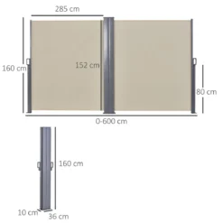Outsunny Toldo Lateral Retráctil Doble 600x160 Cm Pantalla De Privacidad Extensible Con Ángulo Ajustable Y Protección UV 50+ Para Jardín Balcón Terraza Beige -Tienda Barata Lounge Sol bb9f432e6acb1bfa8f1cf499fa067b3fb965f00b b9310b05a816484cbe3eb38fdb3d1236