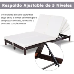 Outsunny Conjunto De Tumbona Exterior De Ratán 2 Plazas Con Cojines Acolchados Resistente Al Agua Con Respaldo Regulable De 5 Niveles Soporta 220 Kg 195x120x28 Cm Marrón -Tienda Barata Lounge Sol bc91145609ca71ce34fd592c9cd18297c429c961 2229a15c55144713a36606a358bbfd94