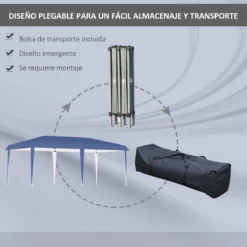 Outsunny Cenador Plegable 6x3 M Carpa De Jardín Portátil Con Bolsa De Transporte Tela Oxford Marco De Acero Para Exterior Fiestas Camping Azul -Tienda Barata Lounge Sol bd0ebcd7c1b29487f35fc1dfe94f094bc2d07c28 c829fdf7ef2b4fe6b106034115588c5e