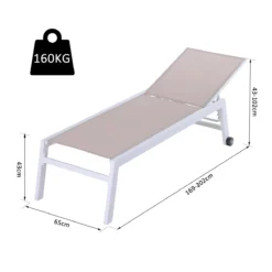 Outsunny Tumbona Multiposiciones De Jardín Con Respaldo Reclinable En 5 Posiciones De Aluminio Y Texteline Carga 160 Kg Para Patio Terraza 202x65x43 Cm Beige -Tienda Barata Lounge Sol bd2d622b92ce07f9c589aed81278d0465706df24 ba62eb5094fa43ed8b120408082e2117
