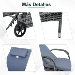 Outsunny Set De 2 Tumbonas Chaise Longue + 1 Mesa De Ratan Para Jardín O Terraza Sillas Con Cojín Y Respaldo Ajustable A 5 Niveles (Gris) -Tienda Barata Lounge Sol be93b3d40bc43c3425a46028a50cdcb611aaf591 0644d66c77b14266ad74ce724c960e96