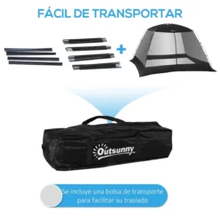 Outsunny Carpa De Jardín 3x3x2 M Cenador Para 4-6 Personas Con 4 Mosquiteras Y Puerta Incluye Bolsa De Transporte Protección Solar Para Camping Viajes Exterior Negro -Tienda Barata Lounge Sol c092323de66bb5deafd6f39bd2887359ef55452f 783e07b1cce84581bf00c86b984ef2c0