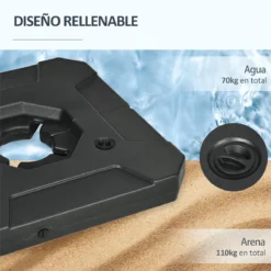 Outsunny 2 Pesos Para Base De Sombrilla Rellenable De Arena 110 Kg O Agua 70 Kg Para Base Cruzada De Parasol Sombrilla Cantilever Para Jardín Terraza Exterior 88,5x88,5x12 Cm Negro -Tienda Barata Lounge Sol c1803dd6e9681fd1eb11258e4af32e2bf79f96dd 7d78a74002584366989d29708506078b