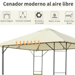 Outsunny Carpa 3x3x2.6m Cenador Jardin Marco De Acero Y 4 Paraviento Lateral Color Crema -Tienda Barata Lounge Sol c2053fc7cf901d141a93f914655f8d07f13f520b 69967415f0fb4a0e8a1646a7b13898b8