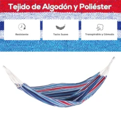 Outsunny Hamaca De Algodón Para Jardín 210x150 Cm Hamaca Colgante Portátil Carga Máx. 180 Kg Para Acampar Piscina Camping Rayas Azul Y Rojo -Tienda Barata Lounge Sol c2066c90032b22198498807fe25e073ed97cf36d e09d13e0949f496abf9d9f6eaf58f8e4