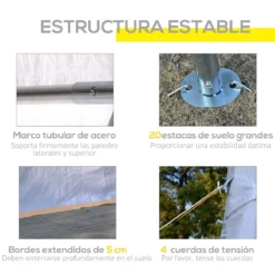 Outsunny Carpa De Jardín Cochera Gazebo 6x4m Pergola Cenador Pabellón 4 Paneles Laterales 6 Ventanas Para Fiesta Eventos Bodas Acero PE Blanco -Tienda Barata Lounge Sol c750c8c50f4f50e2eba28b775accaa4197bd3774 98e8d765fb1b43bbb03dbde1912e9807
