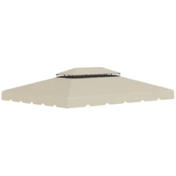 Outsunny Techo De Repuesto Para Cenador Con Doble Techo 3,9x2,9 M Cubierta De Repuesto Para Pabellón Gazebo Exterior Con 8 Orificios De Drenaje Beige