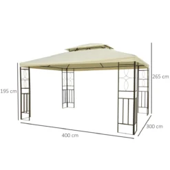 Outsunny Cenador De Jardín 3x4m Pabellón Para Exterior Con Doble Techo De Ventilación Y 4 Columnas De Acero Estable Para Fiestas Eventos Patio Crema -Tienda Barata Lounge Sol c8dd09441d99990722c2f4cdf0b411ca259d39a8 0c3de4a6f37749e195a29c6e02b5f7eb