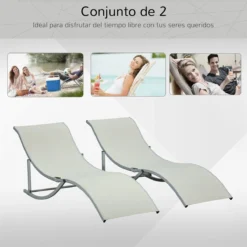 Outsunny 2 Tumbonas Plegables En Forma De S Ergonómica Con Marco De Aluminio Texteline Para Piscina Patio Jardín Terraza 165x61x63 Cm Beige -Tienda Barata Lounge Sol c994e1e2da239070ab472c6739b11e94442a54c2 880c6586b810472fabc4e620ca2e95f0