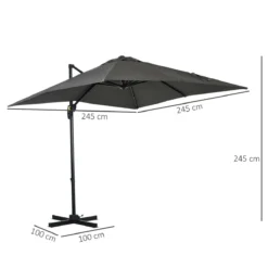 Outsunny Sombrilla De Jardín De Aluminio 245x245x245 Cm Parasol Excéntrico Con Manivela Giratorio 360° Inclinación De 5 Niveles Tela Desmontable Y Ventilación Para Patio Terraza Gris -Tienda Barata Lounge Sol c9a09cddbe9eeb62115a565366758aa98f57a65c 7358c4f23aab42209f793693039a989c