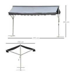 Outsunny Toldo De Pie Independiente 300x295x260 Cm Con Manivela Doble Cara Ángulo Ajustable Portátil Protección Solar Para Jardín Terraza Patio Gris -Tienda Barata Lounge Sol c9e15858f5cee1f320bdb0110c2f1a70c91fbfb9 60e5630ae050427eb8bb11247f416927
