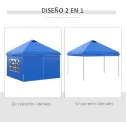Outsunny Carpa Plegable 3x3 M Con Altura Ajustable De 3 Niveles Cenador De Jardín Con 4 Paredes Extraíbles 2 Ventanas 4 Sacos De Arena Y Bolsa De Transporte Para Camping Azul -Tienda Barata Lounge Sol ca5d2d2fd093a27414191df171db814745dfe31a d13895a366e3464ea5b0d2a1db54e6d5
