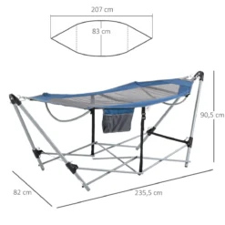 Outsunny Hamaca De Jardín Con Soporte Plegable Con Cama De Tela Oxford Y Malla Transpirable Bolsillo De Almacenaje Y Bolsa De Transporte 235,5x82x90,5 Cm Azul Y Plata -Tienda Barata Lounge Sol cb376678ac597dd3b0f1b3a920bcf8f2457590e7 0abd2e4d994d4269ba4b79b378b30190