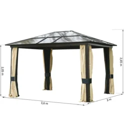 Outsunny Cenador Para Jardín 3x3.6 M Alumnio Pabellón Para Exterior Con Techo De Policarbonato Anti-UV Y 4 Mosquiteras Laterales Con Cremalleras Para Fiestas Eventos Beige -Tienda Barata Lounge Sol cdc27fa3e41e80d5070b9feba66a418192021b81 edb33c238c6f4abfb82c546232f3d0e6