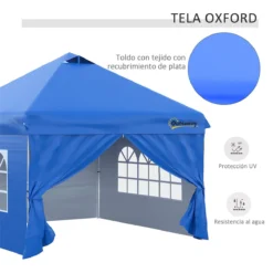 Outsunny Carpa Plegable 3x3 M Con Altura Ajustable De 3 Niveles Cenador De Jardín Con 4 Paredes Extraíbles 2 Ventanas 4 Sacos De Arena Y Bolsa De Transporte Para Camping Azul -Tienda Barata Lounge Sol cf16746c0c3f557d5715d91d29e13a5d9d7fd82a 3aafecf1ffe24fb09b2d14a3add8be66