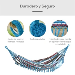 Outsunny Hamaca Doble Portátil De Algodón 285x150 Cm Con Bolsa De Transporte Para Exteriores Patio Jardín Playa Camping Carga 180 Kg Multicolor -Tienda Barata Lounge Sol cf57fbebff9846f4f66ce2fd98b3324b4aa62fd8 cb792fdf40154be1ac28723f1b928854