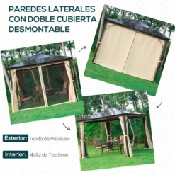 Outsunny Cenador Para Jardín 3x3 M Alumnio Pabellón Para Exterior Con Techo De Policarbonato Anti-UV Y 4 Mosquiteras Laterales Con Cremalleras Para Fiestas Eventos Beige -Tienda Barata Lounge Sol d371f95f2ebd53e19b64f8b5bf1a875ef81ab0a8 5eb24a018f4f4c63b6c8a9ed3950b68d
