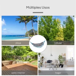 Outsunny Hamaca Doble Portátil De Algodón 285x150 Cm Con Bolsa De Transporte Para Exteriores Patio Jardín Playa Camping Carga 180 Kg Multicolor -Tienda Barata Lounge Sol d3c5590e5c6bea49f330298ee97329aae4cf449e aff0324333e445fe93082fa78fc6ac9e