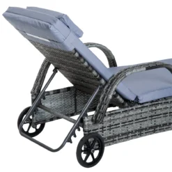 Outsunny Set De 2 Tumbonas Chaise Longue + 1 Mesa De Ratan Para Jardín O Terraza Sillas Con Cojín Y Respaldo Ajustable A 5 Niveles (Gris) -Tienda Barata Lounge Sol d4f4c3662354c7b53e61db7facacf37fe4264574 d3e5c979c6794669a8a1af7aaed43d04