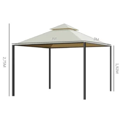 Outsunny Cenador De Jardín 3x3m Gazebo Con Doble Techo 4 Cortinas Laterales Mejor Ventilación Exterior Espacioso Para Fiesta Eventos Barbacoa Beige -Tienda Barata Lounge Sol d5be218779338b1c0b2b48b4755719848d5ee0be de247a29c190498a82d73201bd29d1cd
