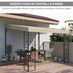 Outsunny Pérgola De Pared 3x3 M Cenador De Jardín Con Toldo Protección Solar Y 2 Orificios De Drenaje Gazebo Carpa De Metal Para Fiestas Celebraciones Patio Exterior Beige -Tienda Barata Lounge Sol db2bc93c670aee4e7c50f0cb2c205dc12c72ee3c 7edb2d799d3541a195b56f67b1dfddfb