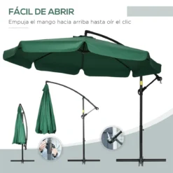 Outsunny Sombrilla De Jardín Ø293x240 Cm Parasol Excéntrico Con Rotación De 360° Manivela Base Cruzada Y Soporte De Acero Para Terraza Patio Balcón Verde -Tienda Barata Lounge Sol db56168057db3a70e2af55811727347957061317 2507e9af274d47d08b23f36af1c60766
