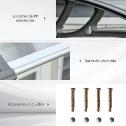 Outsunny Tejadillo De Protección 110x60 Cm Marquesina Exterior Para Puertas Y Ventanas Contra Sol Y Lluvia Con Soporte De PP Policarbonato Transparente -Tienda Barata Lounge Sol dd50b8207c532473bc1c98d7c5ab67ec31f59e73 0bdc9a0861a24011a82ca87e98026474