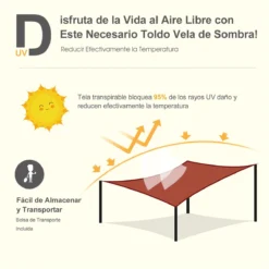 Outsunny Toldo Vela Rectángulo 3x4m Vela De Sombra Para Terraza Jardín Camping Resistente Al Agua Protección UV Poliéster Color Oxido Rojo -Tienda Barata Lounge Sol de070259551ab9856dc4cab4da40e9061247b49c 6e90d6484a6c40e891714518e500f09f