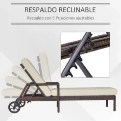 Outsunny Conjunto De 2 Tumbonas De Ratán De Jardín Con Cojines Acolchados Respaldo Ajustable En 5 Posiciones 2 Ruedas Y Tela Extraíble Lavable 67x196x51 Cm Crema -Tienda Barata Lounge Sol df8d5ad69c3c532221b4abf11ccd4b70e81140e8 556f0bf634ff4307b800bdd44c7bdfa7
