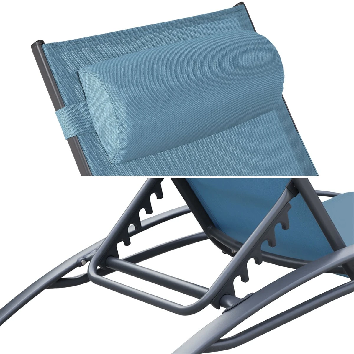 Juego De 2 Tumbonas GALAPAGOS De Textileno Y Aluminio Gris Antracita 6 Juego De 2 Tumbonas GALAPAGOS De Textileno Y Aluminio Gris Antracita - Imagen 4