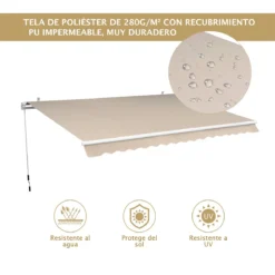 Outsunny Toldo Manual Plegable De Aluminio 295x250cm Ángulo Ajustable Manivela Para Exterior Balcón Jardín Terraza Crema -Tienda Barata Lounge Sol e04f8006c954916cc86ffadc25155c74909889f7 31b315e3c6a5432ab527b0c2369e8828